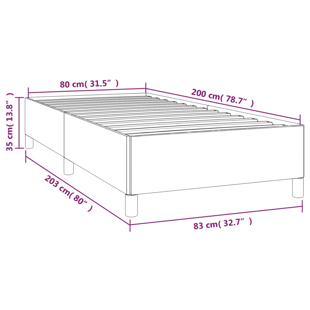 vidaXL Σκελετός Κρεβατιού Χωρίς Στρώμα Σκ. Γκρι 80x200 εκ. Υφασμάτινο