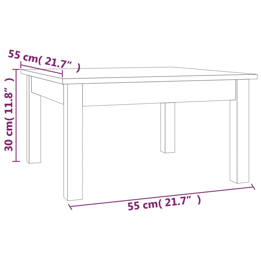 vidaXL Τραπεζάκι Σαλονιού Μαύρο 55 x 55 x 30 εκ. από Μασίφ Ξύλο Πεύκου