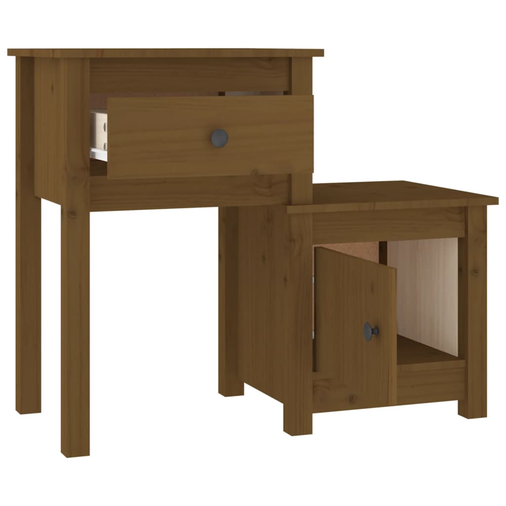 vidaXL Κομοδίνο Γκρι 79,5x38x65,5 εκ. από Μασίφ Ξύλο Πεύκου