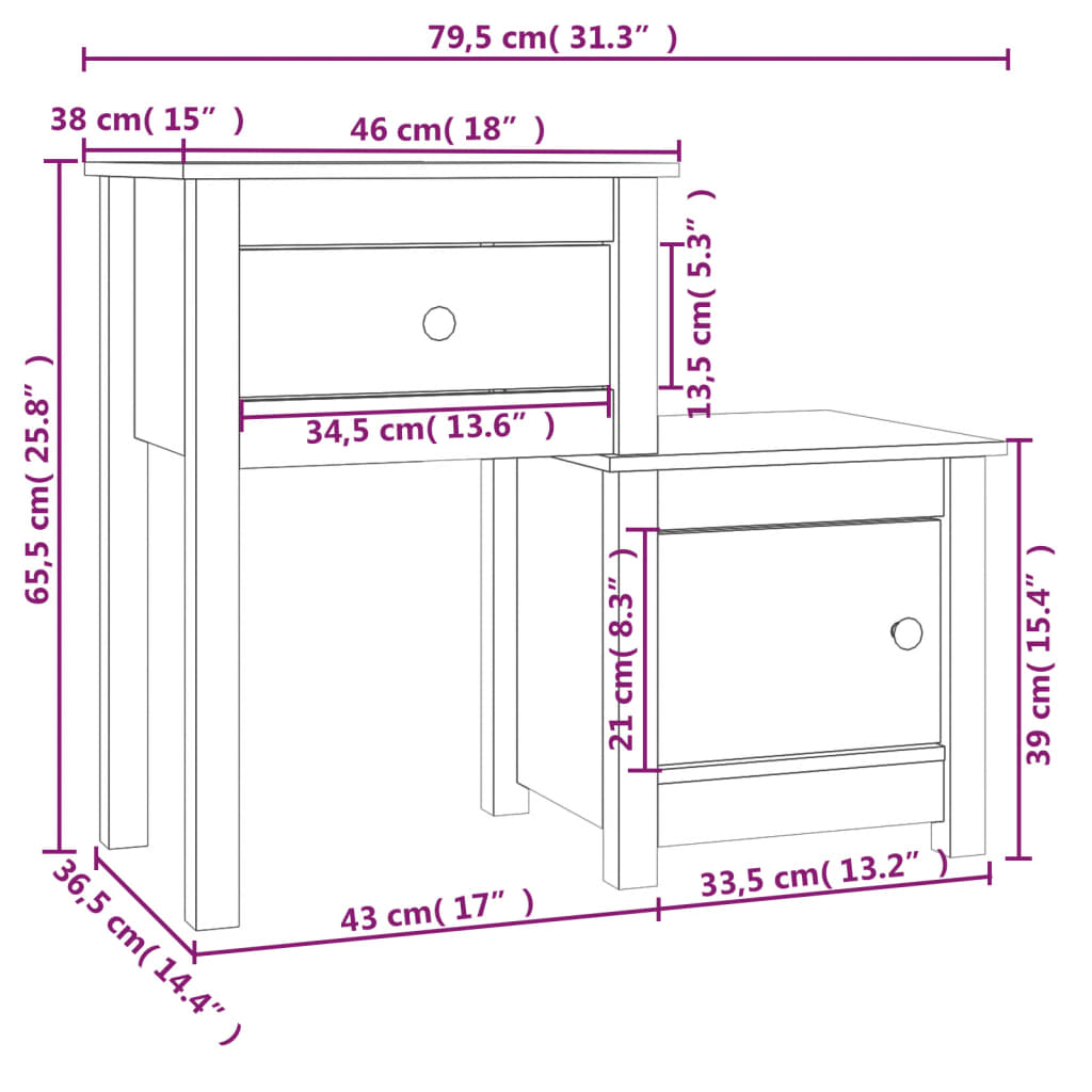 vidaXL Κομοδίνο Γκρι 79,5x38x65,5 εκ. από Μασίφ Ξύλο Πεύκου
