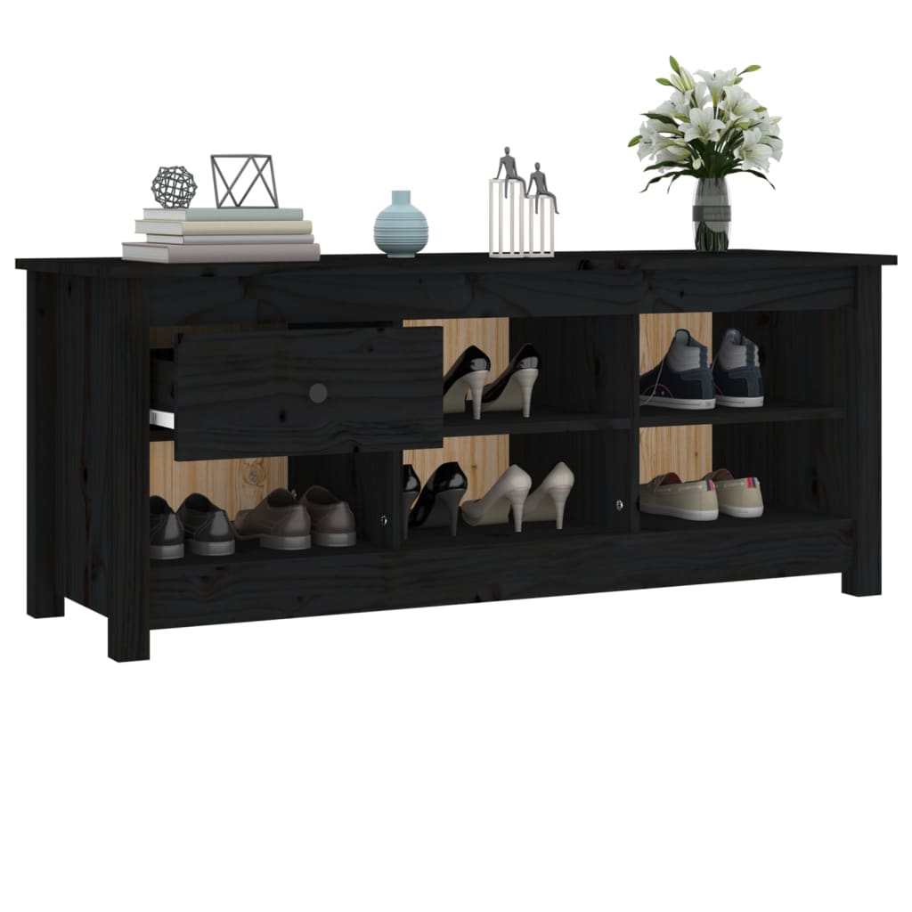 vidaXL Παπουτσοθήκη Μαύρη 110x38x45,5 εκ. από Μασίφ Ξύλο Πεύκου