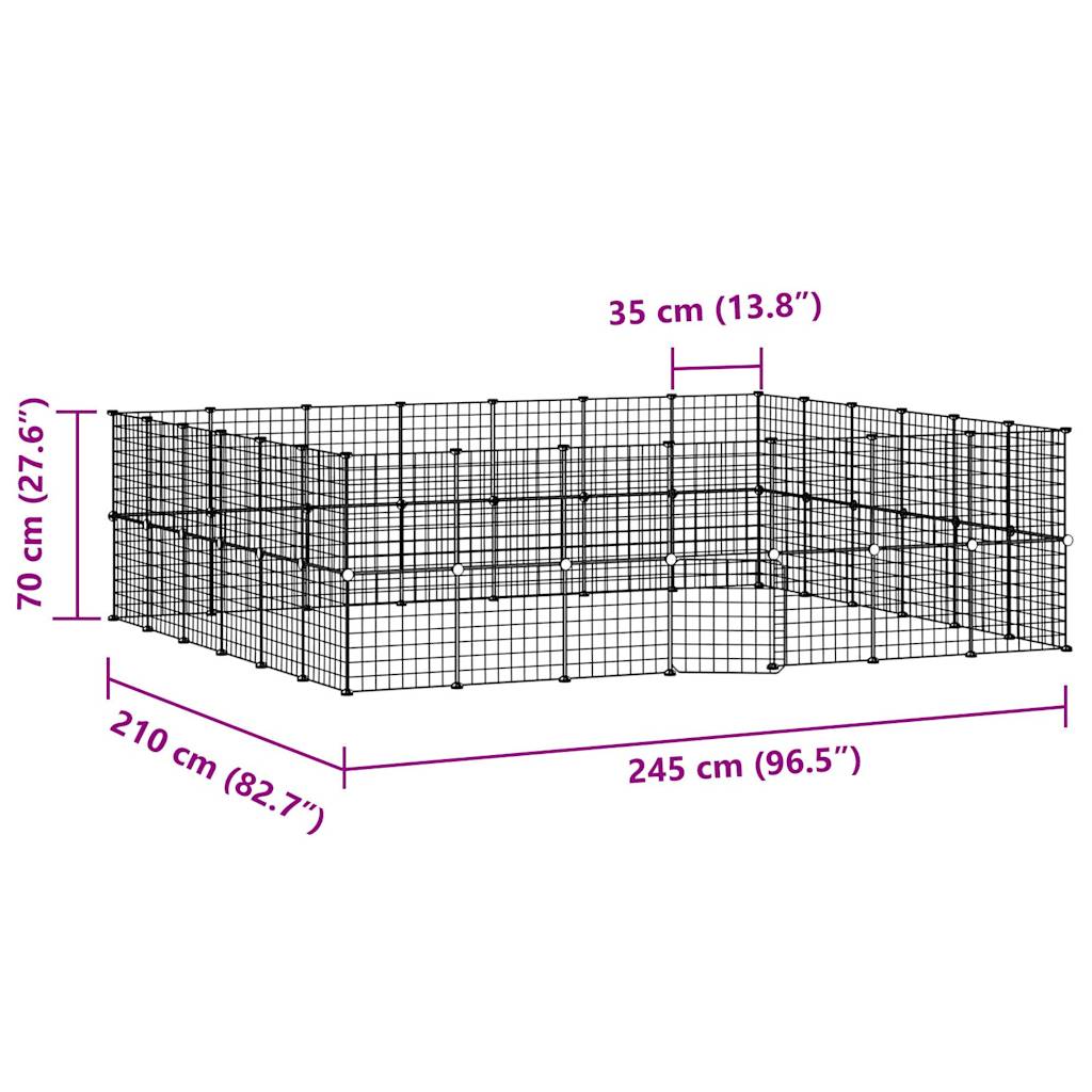 vidaXL Κλουβί Κατοικίδιων με 52 Πάνελ + Πόρτα Μαύρο 35 x 35εκ Ατσάλινο