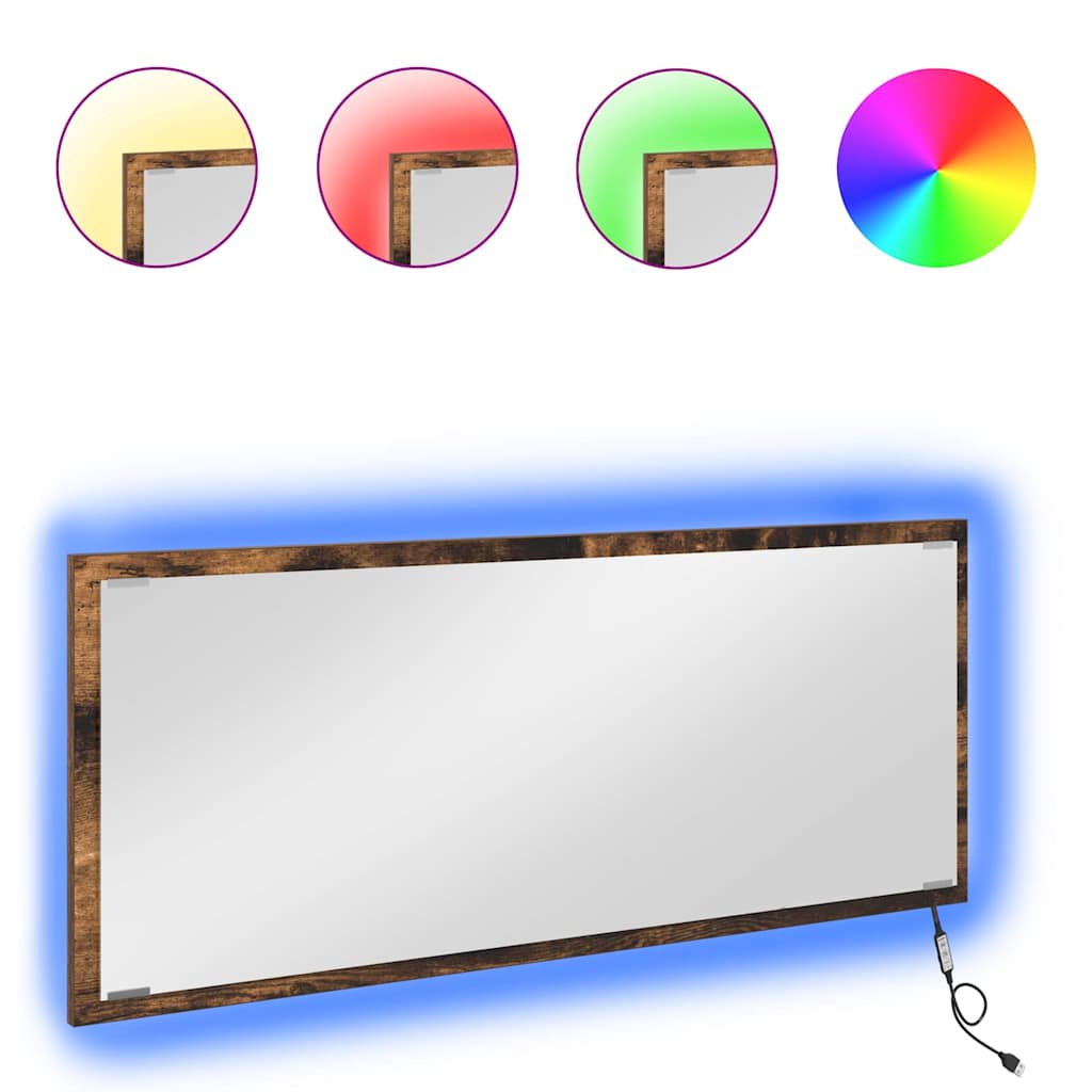 vidaXL Καθρέφτης Καπνιστή δρυς 90 x 8.5 x 37 εκ Επεξεργασμένο ξύλο