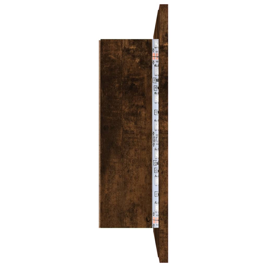 vidaXL Έπιπλο Καθρέφτη με LED Καπνιστή Δρυς 60x12x45 εκ. Επεξ. Ξύλο