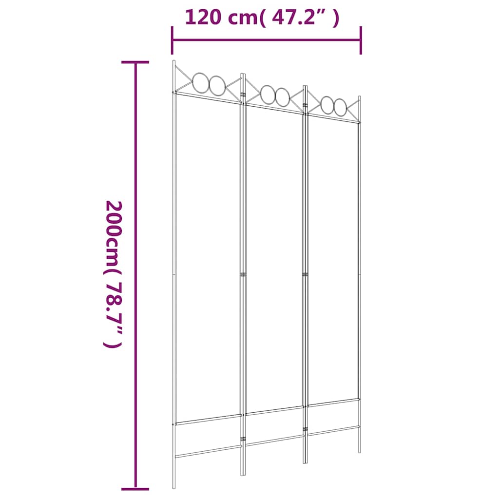 vidaXL Διαχωριστικό Δωματίου με 3 Πάνελ Καφέ 120 x 200 εκ. από Ύφασμα