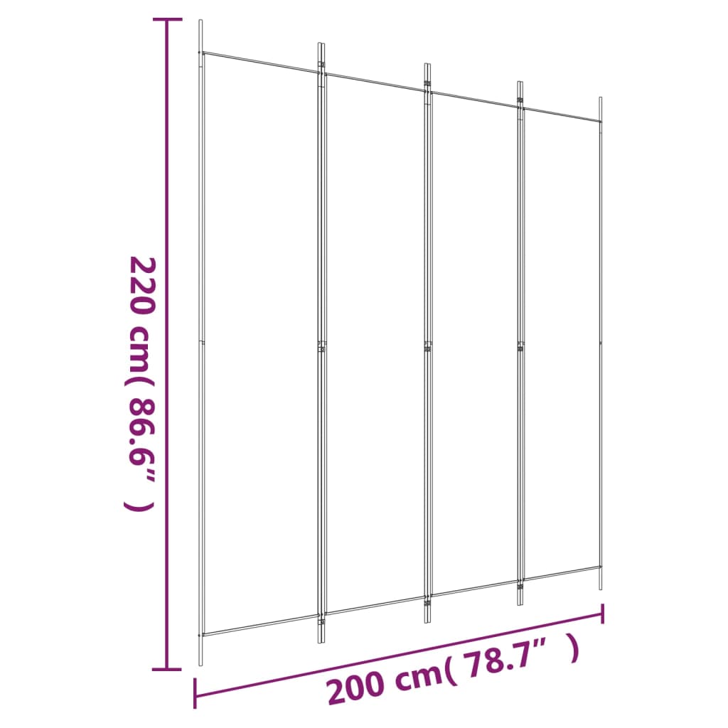 vidaXL Διαχωριστικό Δωματίου με 4 Πάνελ Καφέ 200 x 220 εκ. Υφασμάτινο