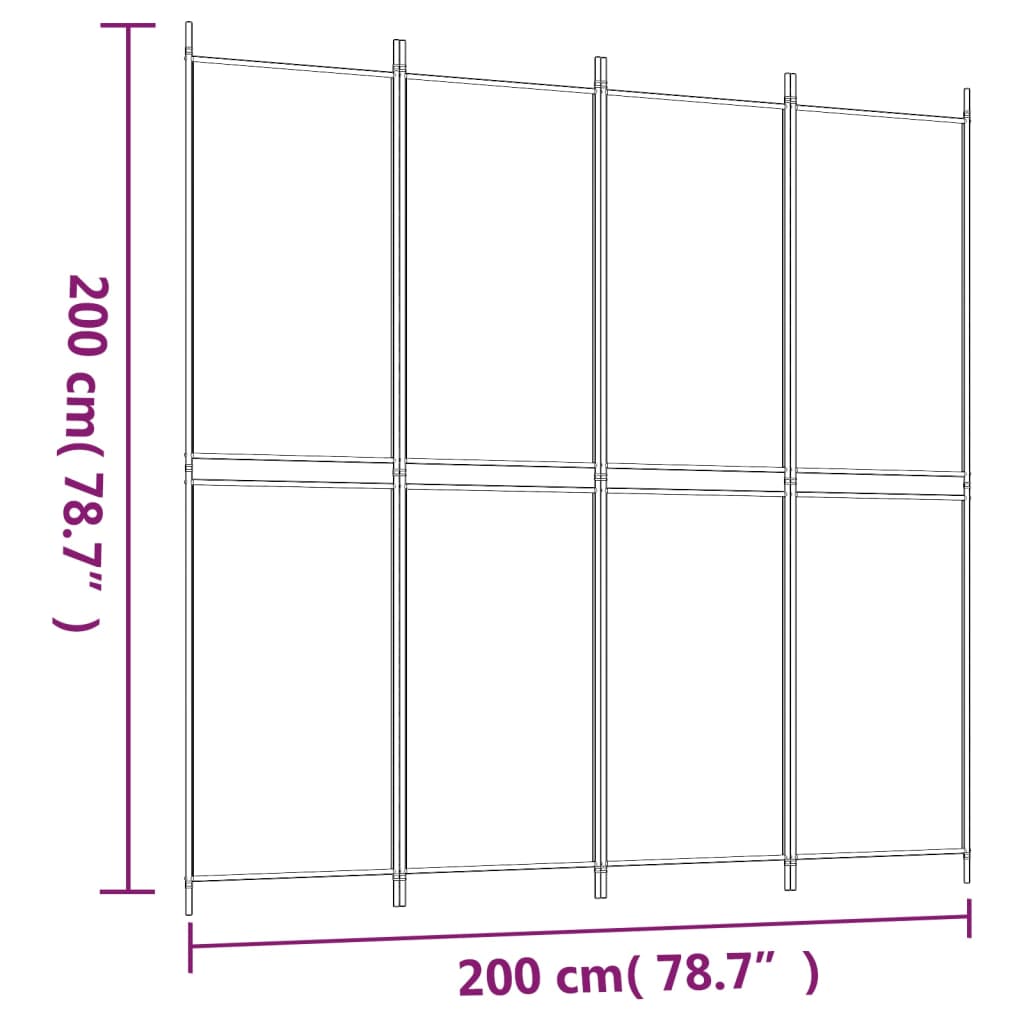 vidaXL Διαχωριστικό Δωματίου με 4 Πάνελ Λευκό 200x200 εκ. από Ύφασμα