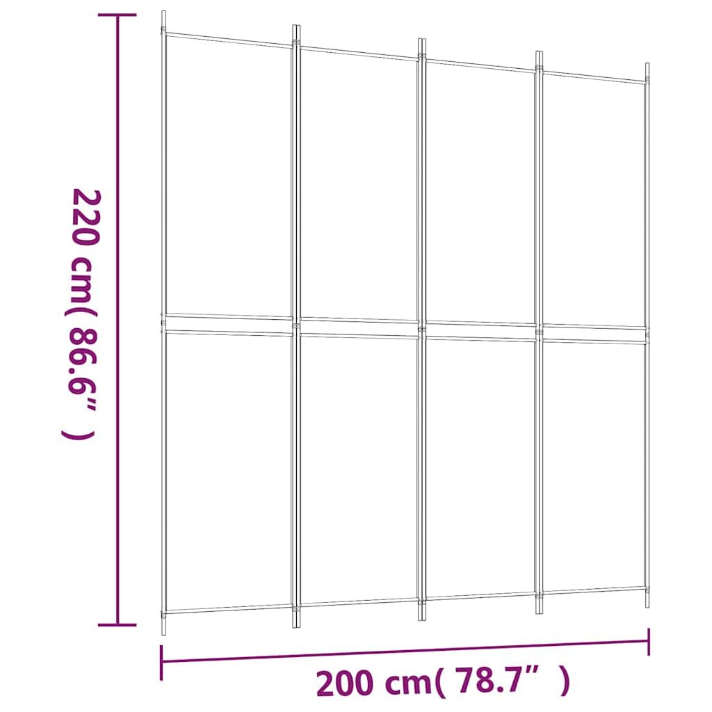 vidaXL Διαχωριστικό Δωματίου με 4 Πάνελ Μαύρο 200 x 220 εκ. Υφασμάτινο