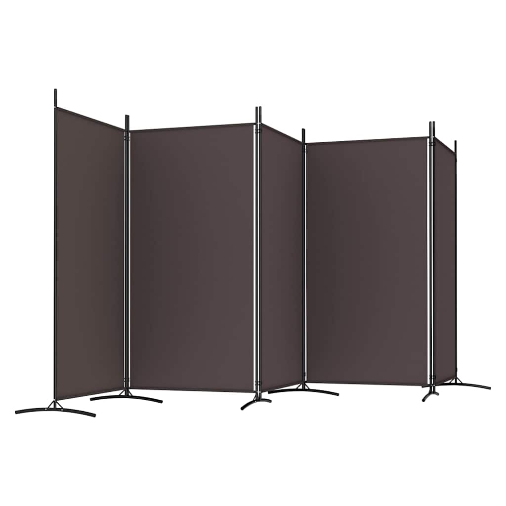 vidaXL Διαχωριστικό Δωματίου με 5 Πάνελ Καφέ 433x180 εκ. από Ύφασμα