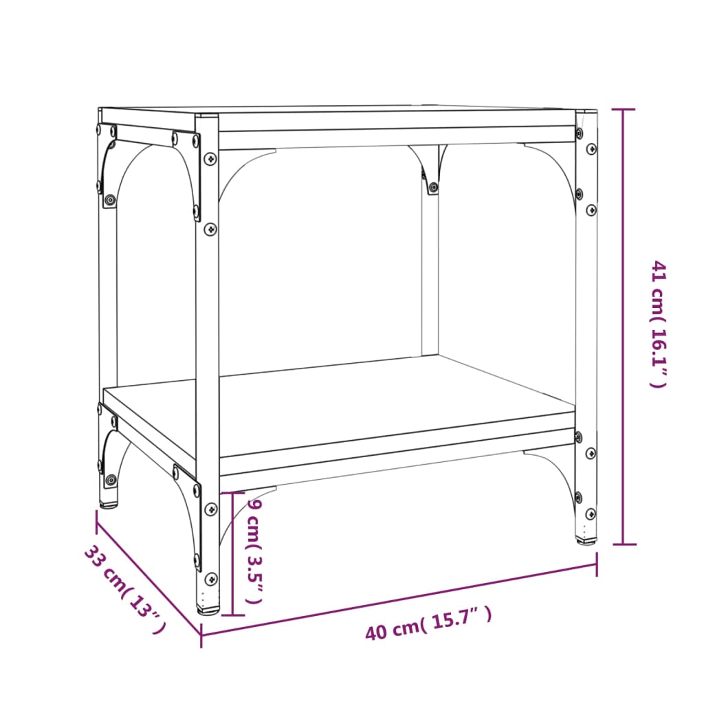 vidaXL Έπιπλο Τηλεόρασης Γκρι Sonoma 40x33x41 εκ. Επεξ. Ξύλο & Ατσάλι