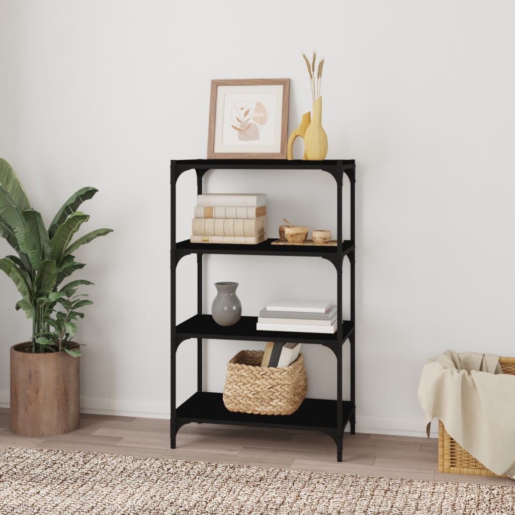vidaXL Βιβλιοθήκη Μαύρη 60 x 33 x 100 εκ. Επεξεργασμένο Ξύλο & Ατσάλι