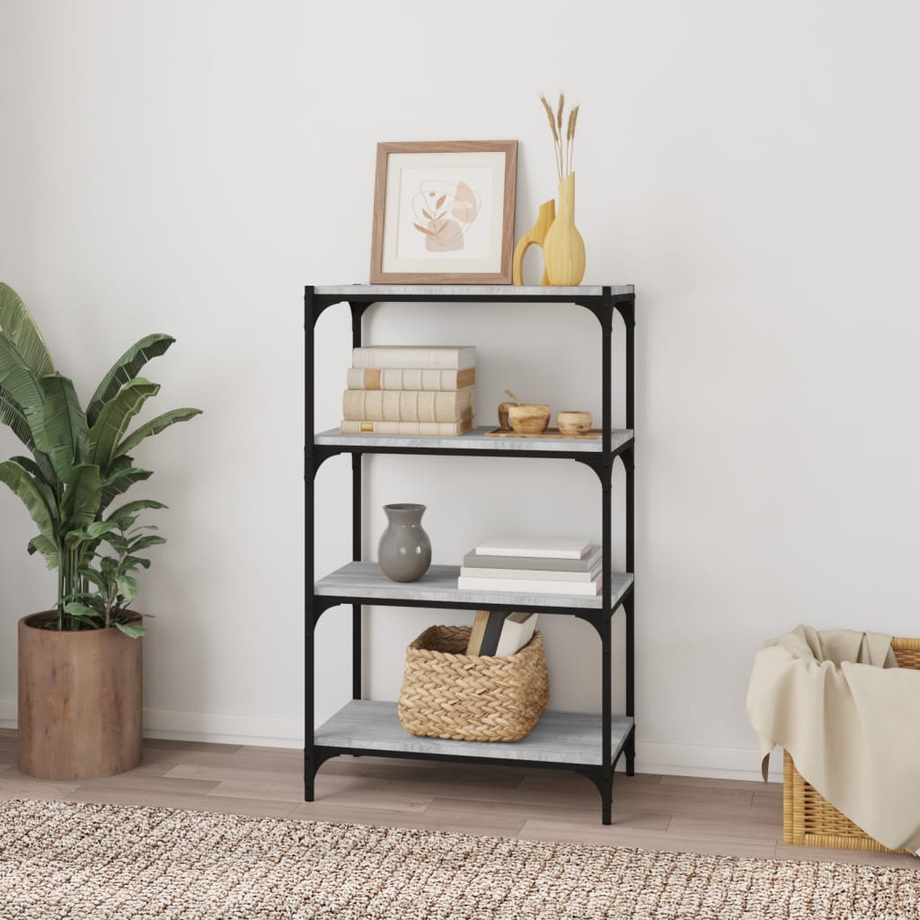 vidaXL Βιβλιοθήκη Γκρι Sonoma 60 x 33 x 100 εκ. Επεξ. Ξύλο & Ατσάλι