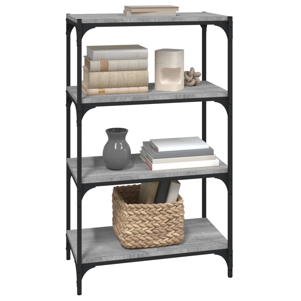 vidaXL Βιβλιοθήκη Γκρι Sonoma 60 x 33 x 100 εκ. Επεξ. Ξύλο & Ατσάλι
