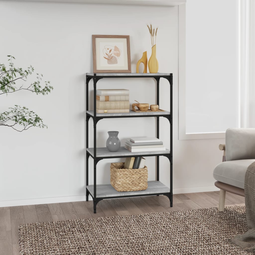 vidaXL Βιβλιοθήκη Γκρι Sonoma 60 x 33 x 100 εκ. Επεξ. Ξύλο & Ατσάλι