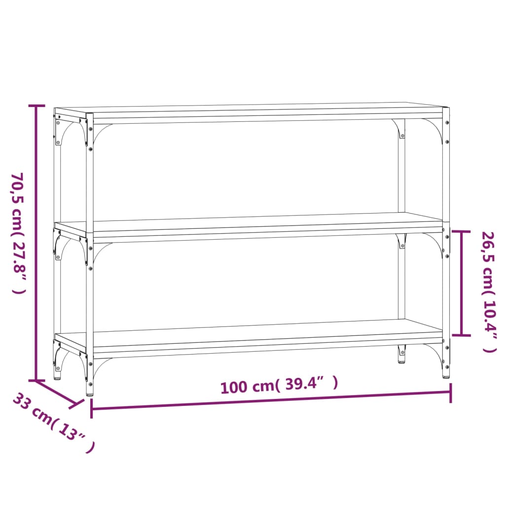 vidaXL Βιβλιοθήκη Sonoma Δρυς 100x33x70,5 εκ. Επεξεργ. Ξύλο & Ατσάλι