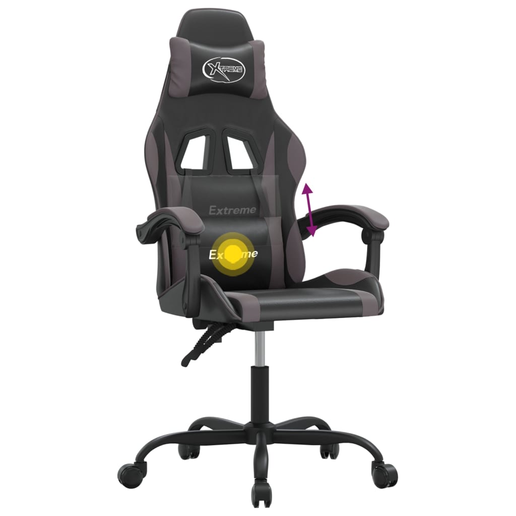 vidaXL Καρέκλα Gaming Περιστρεφόμενη Μαύρη/Γκρι από Συνθετικό Δέρμα