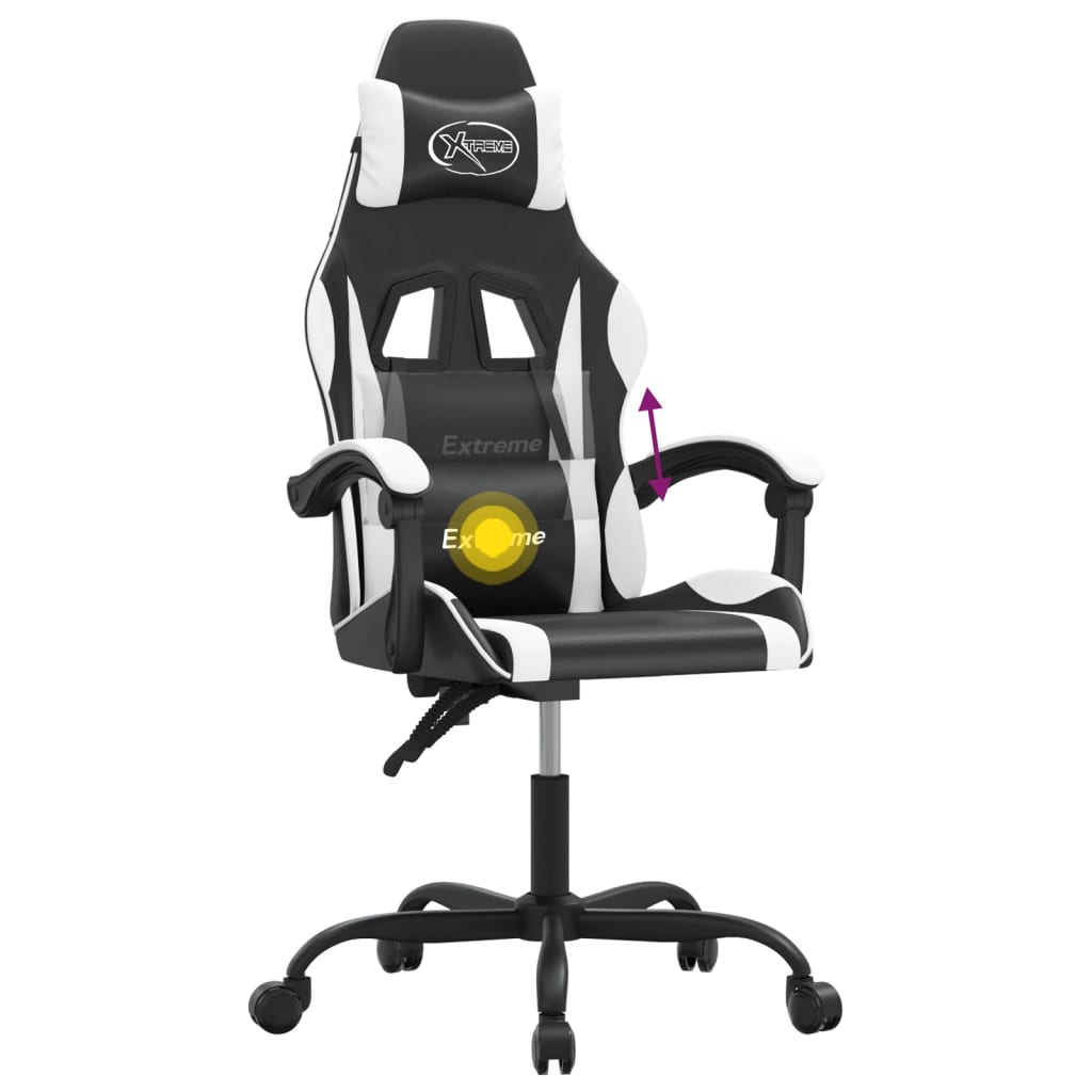 vidaXL Καρέκλα Gaming Περιστρεφόμενη Μαύρη/Λευκή από Συνθετικό Δέρμα