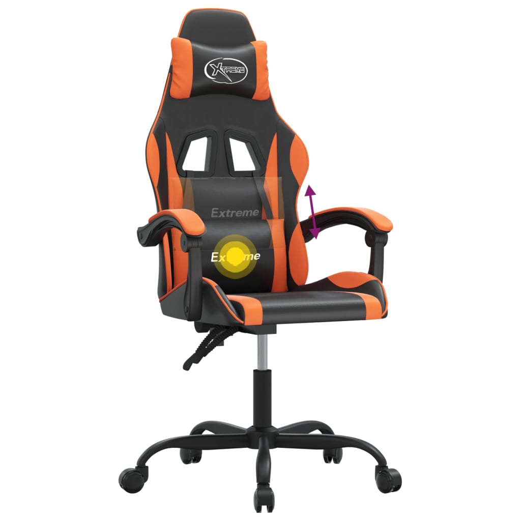 vidaXL Καρέκλα Gaming Περιστρεφόμενη Μαύρη/Πορτοκαλί Συνθετικό Δέρμα