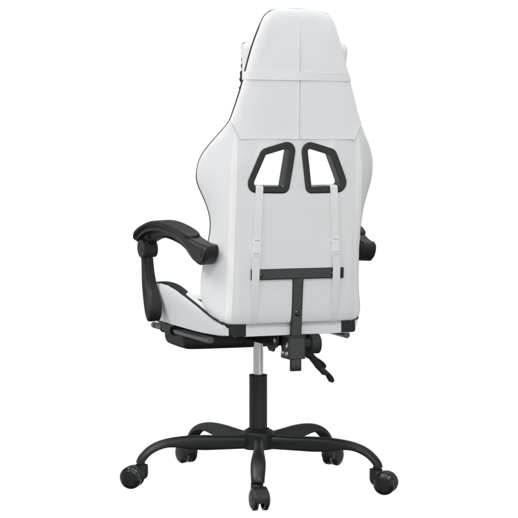 vidaXL Καρέκλα Gaming Περιστρ.Υποπόδιο Λευκό&Μαύρο Συνθετικό Δέρμα