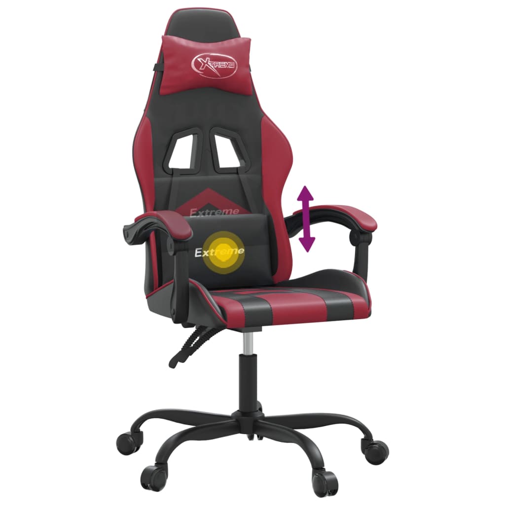 vidaXL Καρέκλα Gaming Περιστρεφόμενη Μαύρη/Μπορντό από Συνθετικό Δέρμα