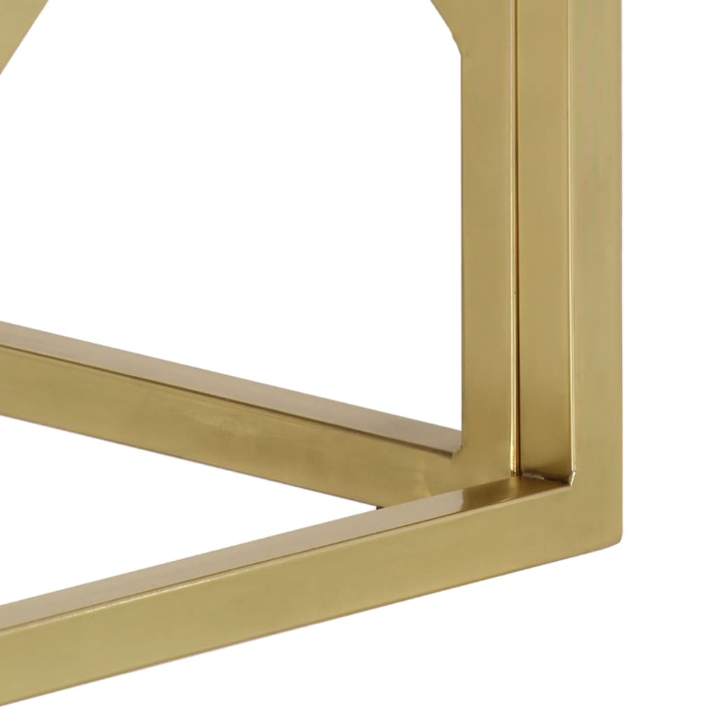 vidaXL Τραπέζι Σαλονιού Χρυσό Ανοξείδωτο Ατσάλι & Μασίφ Ξύλο Στρωτήρων