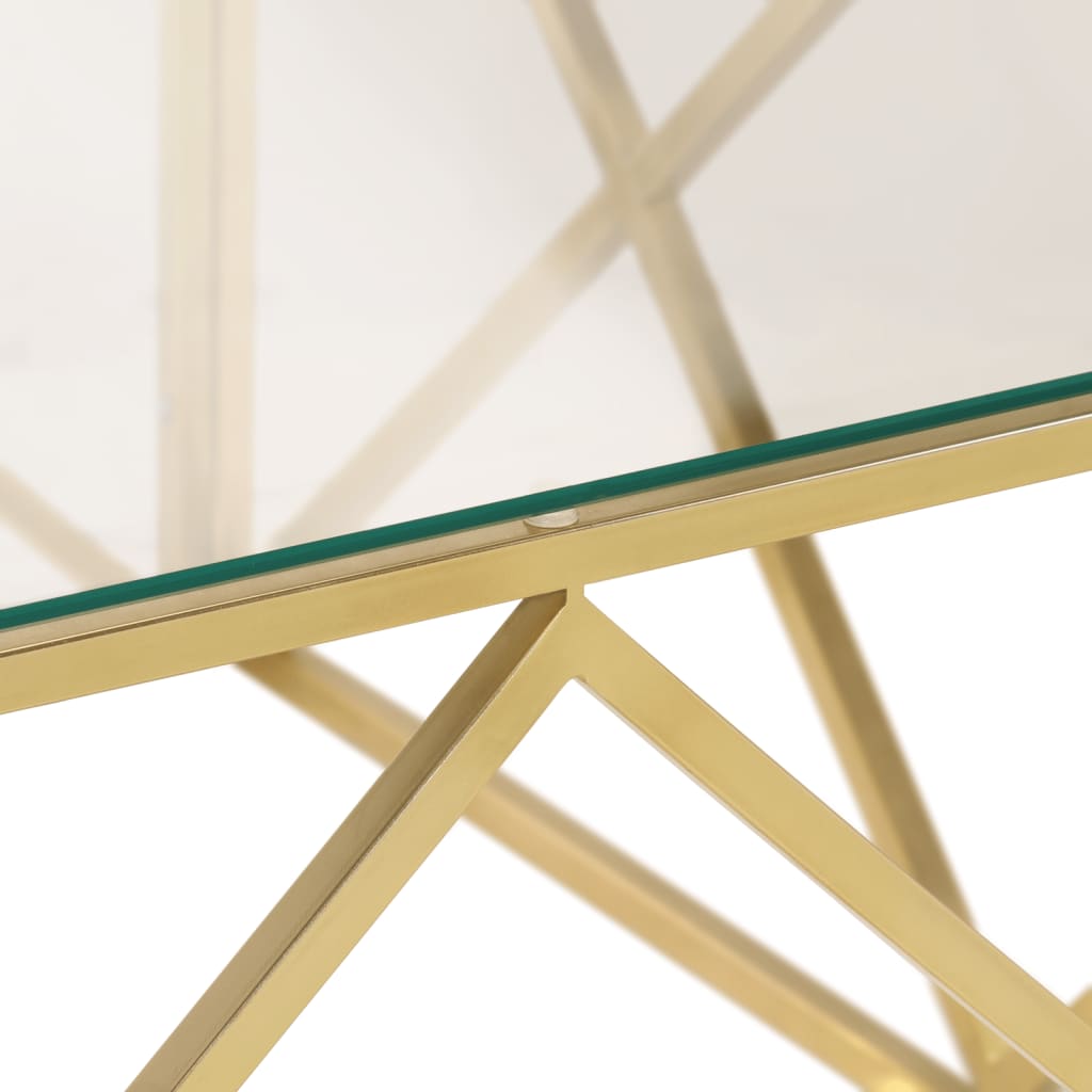 vidaXL Τραπέζι Σαλονιού Χρυσό από Ανοξείδωτο Ατσάλι και Ψημένο Γυαλί