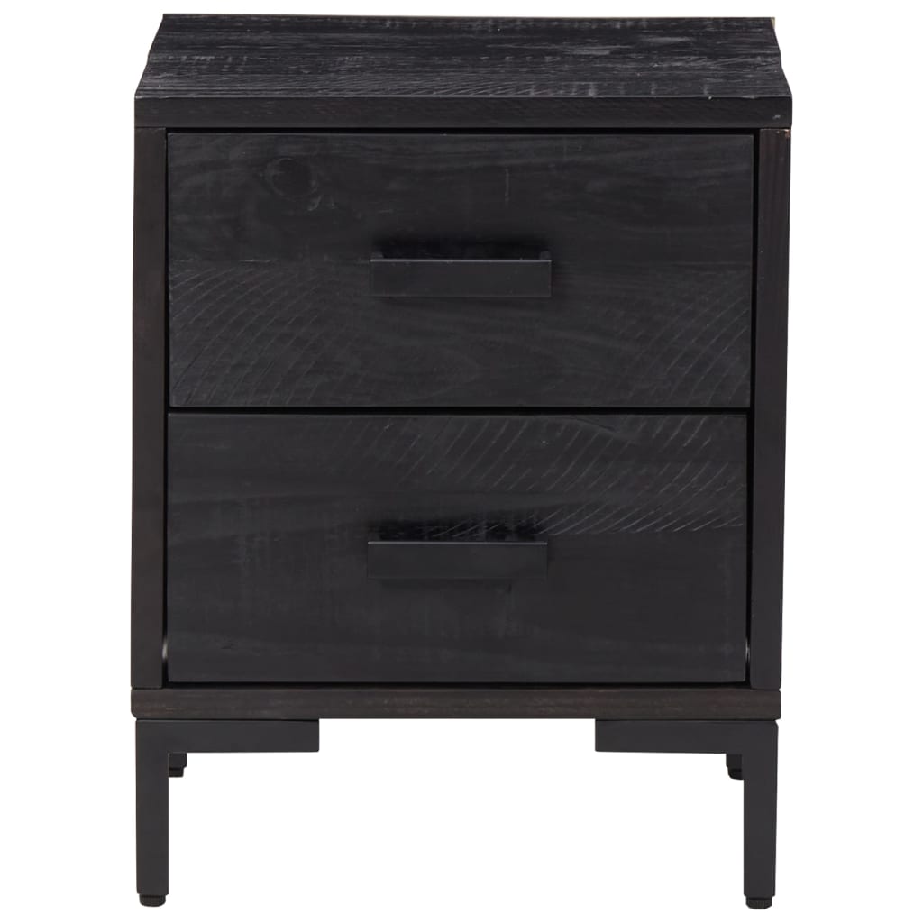 vidaXL Κομοδίνο Μαύρο 36 x 30 x 45 εκ. από Μασίφ Ξύλο Πεύκου