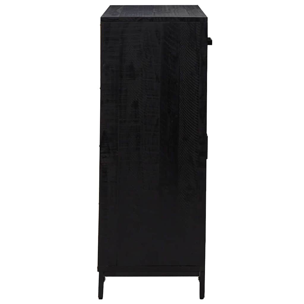 vidaXL Παπουτσοθήκη Μαύρη 75 x 40 x 110 εκ. από Μασίφ Ξύλο Πεύκου