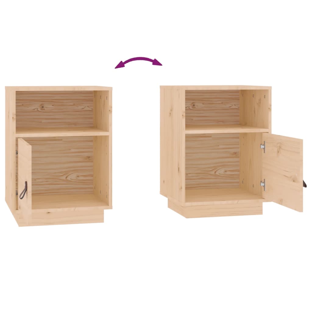 vidaXL Κομοδίνα 2 τεμ. 40 x 34 x 55 εκ. από Μασίφ Ξύλο Πεύκου