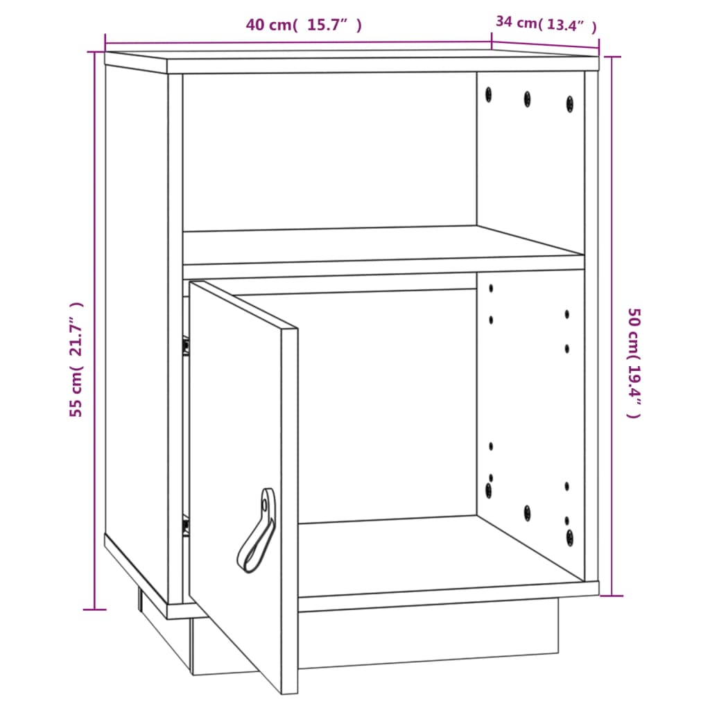 vidaXL Κομοδίνα 2 τεμ. 40 x 34 x 55 εκ. από Μασίφ Ξύλο Πεύκου