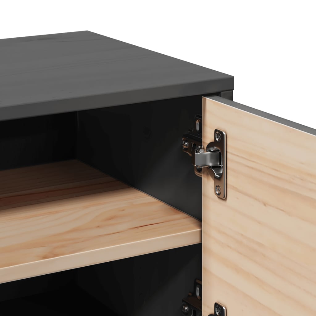 vidaXL Ντουλάπια Τοίχου 2 τεμ. Γκρι 31,5x30x30 εκ. Μασίφ Ξύλο Πεύκου