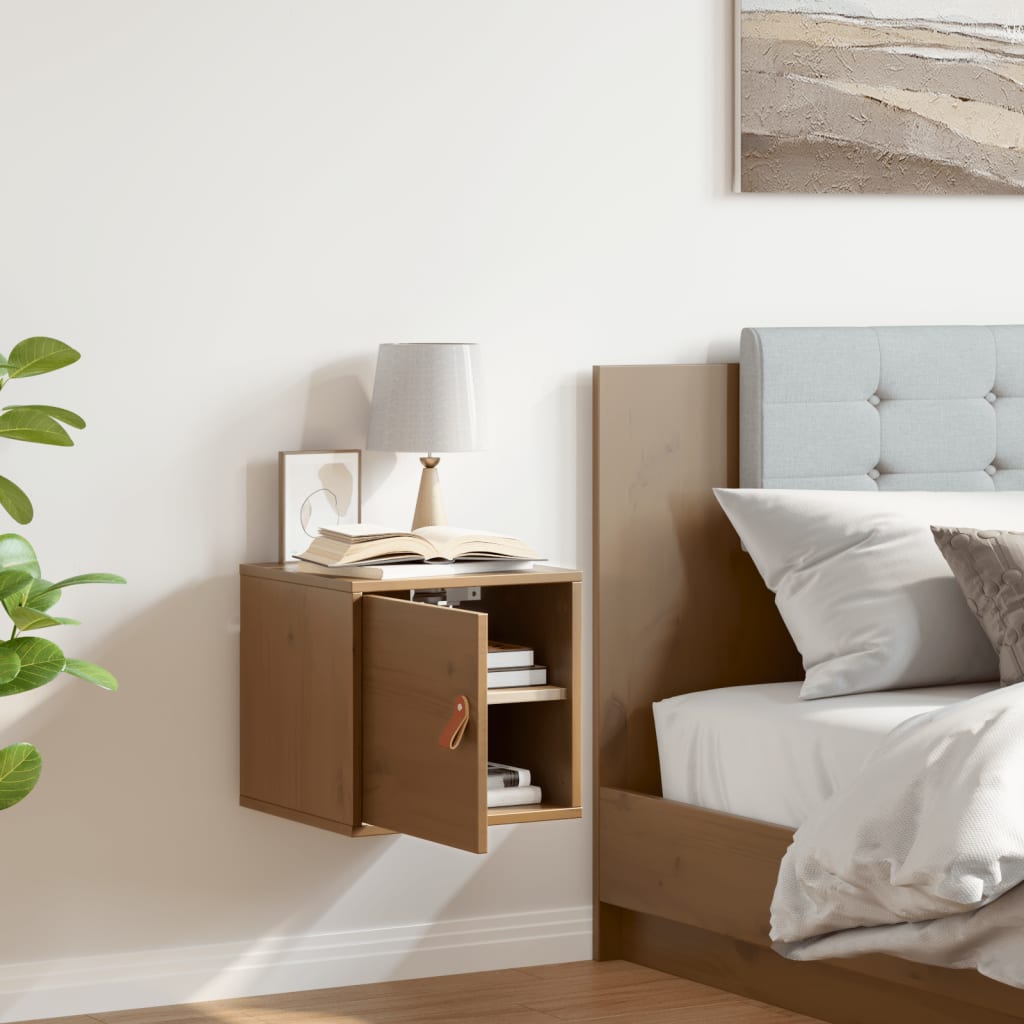 vidaXL Ντουλάπι Τοίχου Καφέ Μελί 31,5x30x30 εκ. από Μασίφ Ξύλο Πεύκου