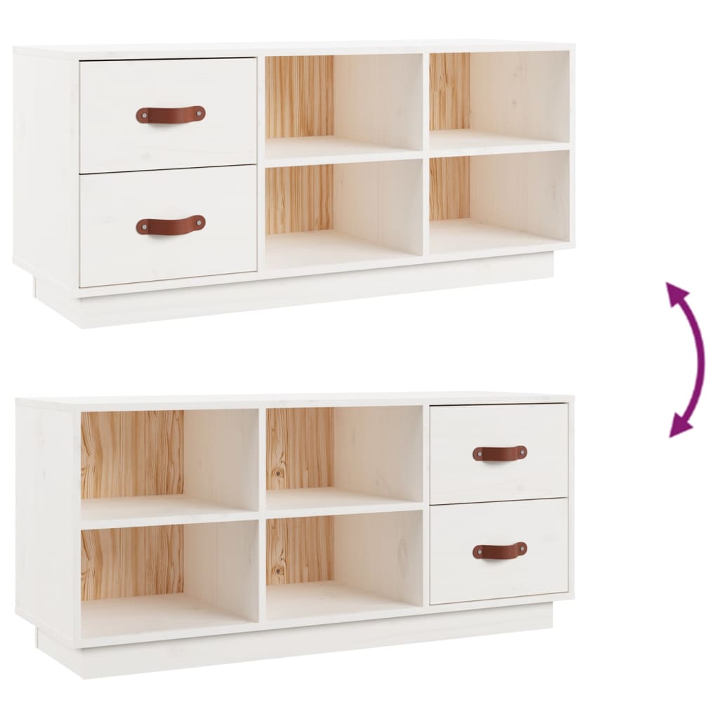 vidaXL Παπουτσοθήκη Λευκό 100x34x45 εκ. από Μασίφ Ξύλο Πεύκου