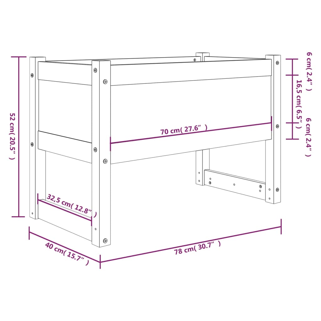 vidaXL Ζαρντινιέρα Καφέ Μελί 78x40x52 εκ. από Μασίφ Ξύλο Πεύκου