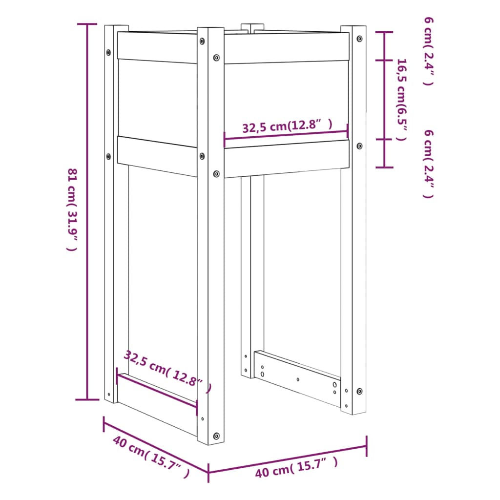 vidaXL Ζαρντινιέρα 40x40x81 εκ. από Μασίφ Ξύλο Πεύκου