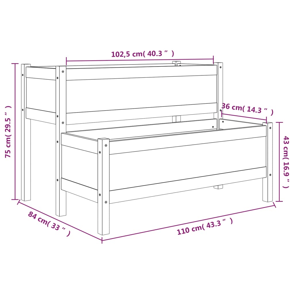 vidaXL Ζαρντινιέρα Λευκό 110x84x75 εκ. από Μασίφ Ξύλο Πεύκου