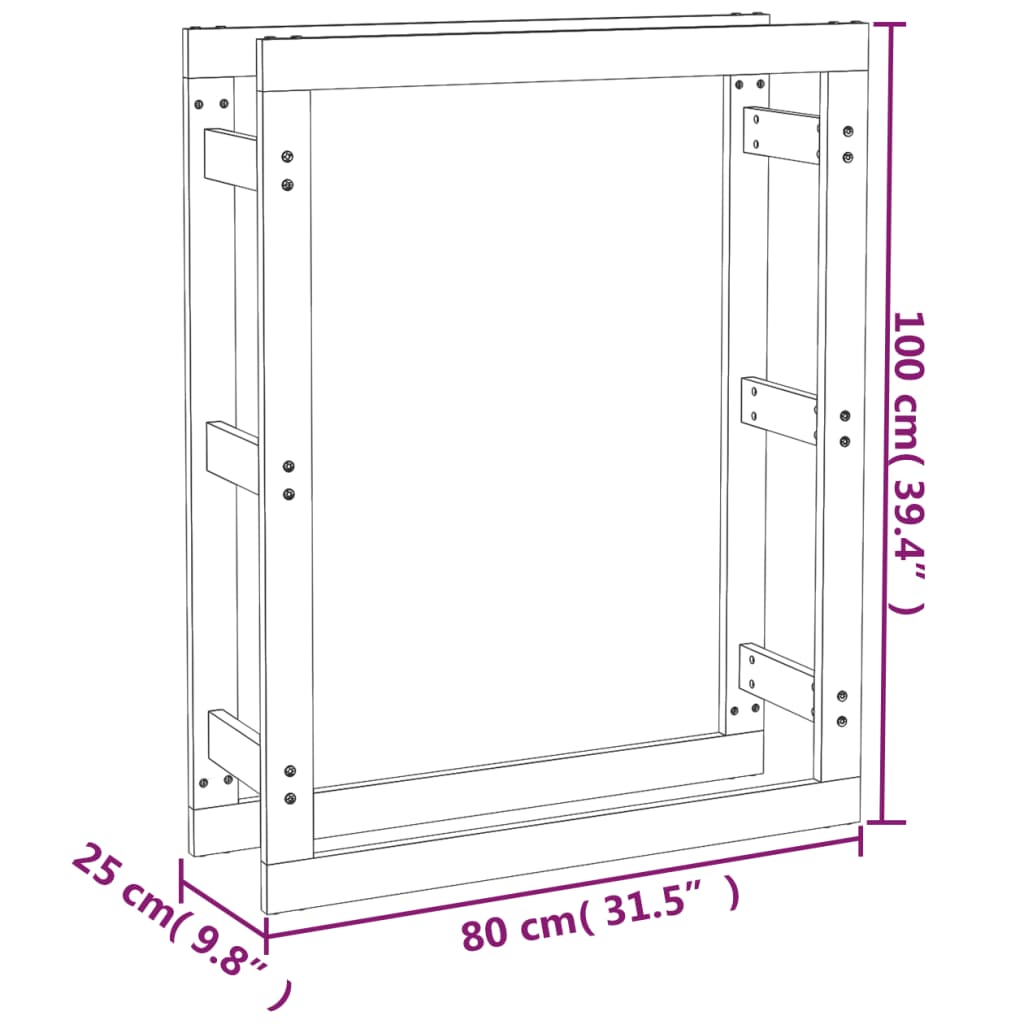 vidaXL Ραφιέρα Καυσόξυλων Καφέ Μελί 80x25x100 εκ. Μασίφ Ξύλο Πεύκου