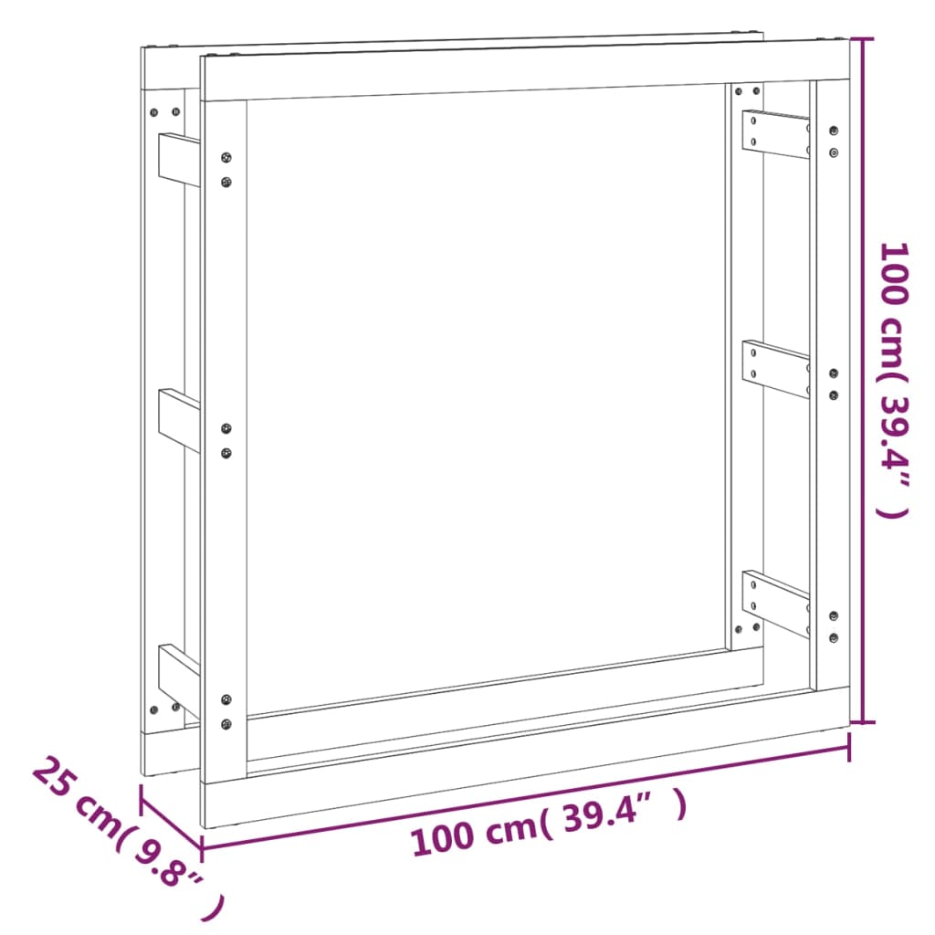 vidaXL Ραφιέρα Καυσόξυλων Καφέ Μελί 100x25x100 εκ. Μασίφ Ξύλο Πεύκου