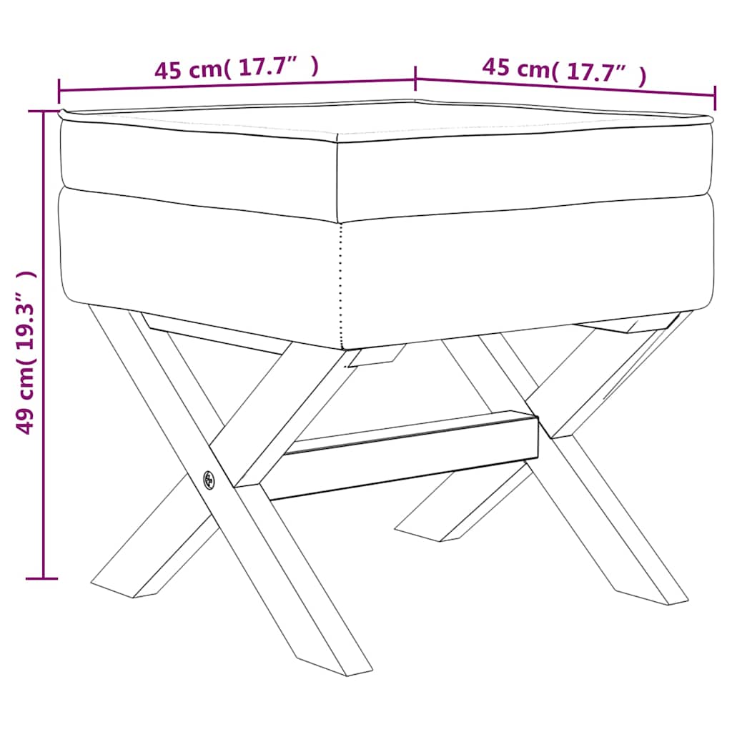 vidaXL Σκαμπό Αποθήκευσης Σκούρο Γκρι 45 x 45 x 49 εκ. Βελούδινο