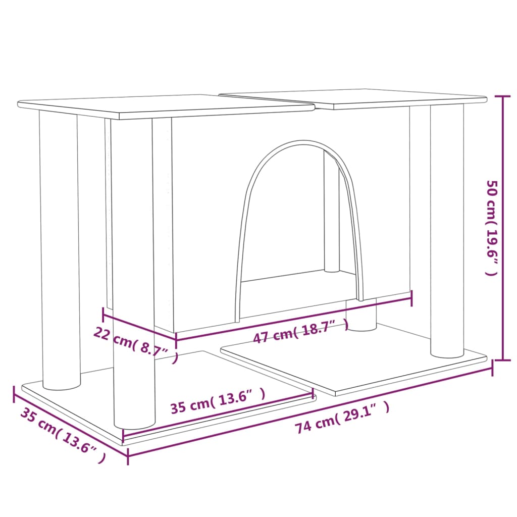 vidaXL Γατόδεντρο Aνοιχτό Γκρι 50 εκ. με Στύλους Ξυσίματος από Σιζάλ