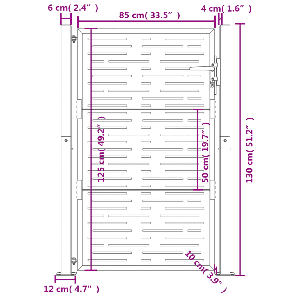 vidaXL Πόρτα Κήπου Ανθρακί Τετράγωνη 100x125 εκ. από Ατσάλι