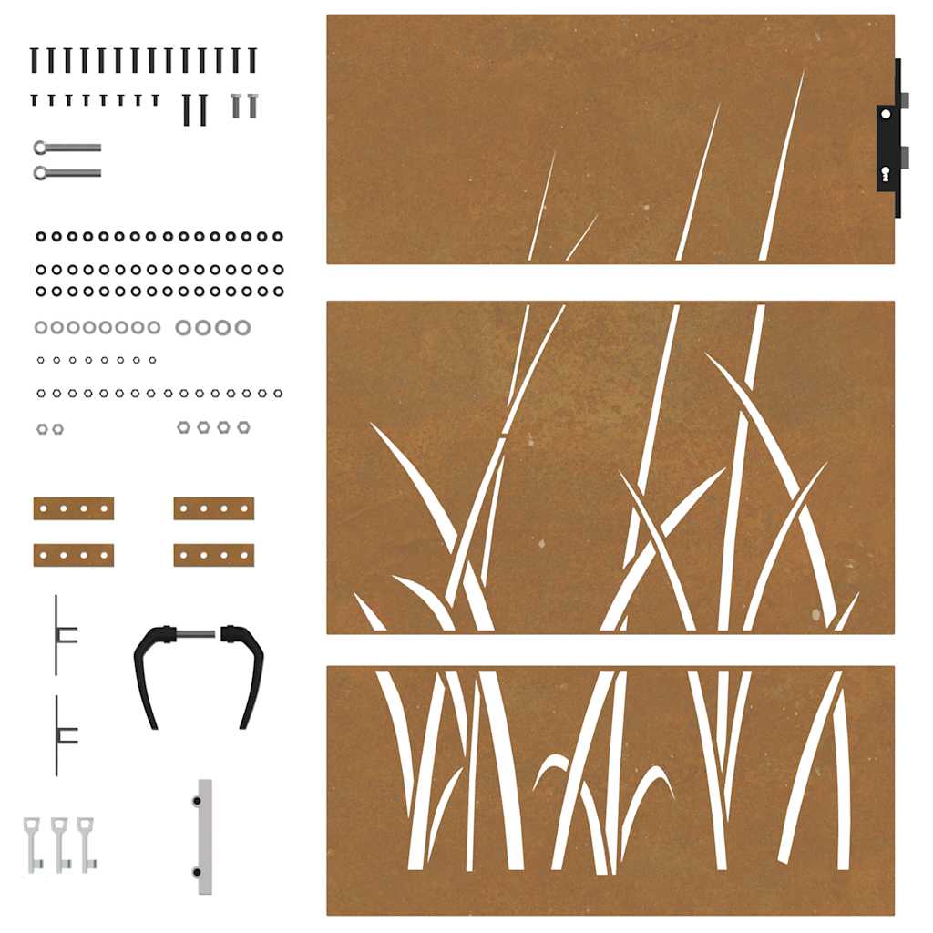 vidaXL Πύλη Κήπου με Σχέδιο Γρασίδι 85 x 125 εκ. από Ατσάλι Corten