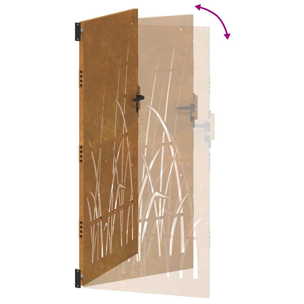 vidaXL Πόρτα Κήπου με Σχέδιο Χόρτου από Ατσάλι Corten 85 x 200 εκ.
