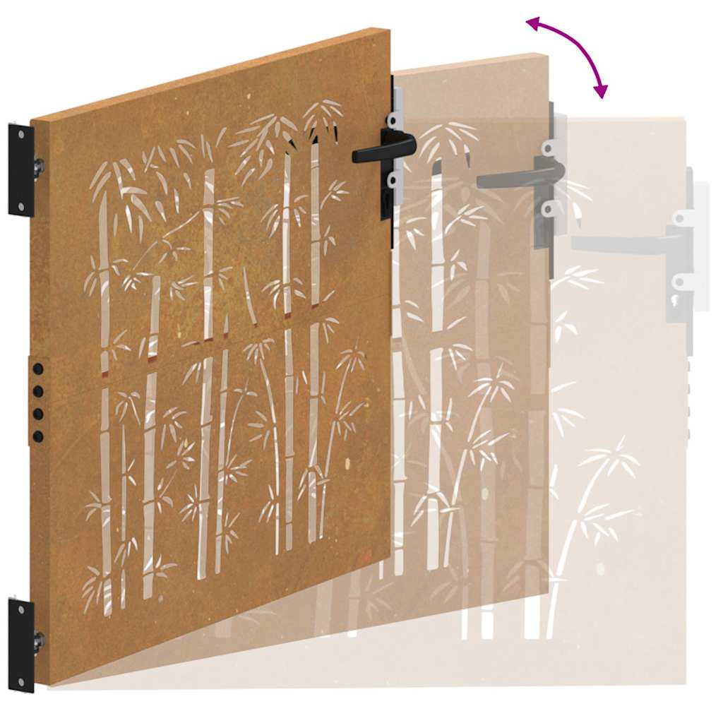 vidaXL Πύλη Κήπου με Σχέδιο Μπαμπού 85 x 100 εκ. από Ατσάλι Corten