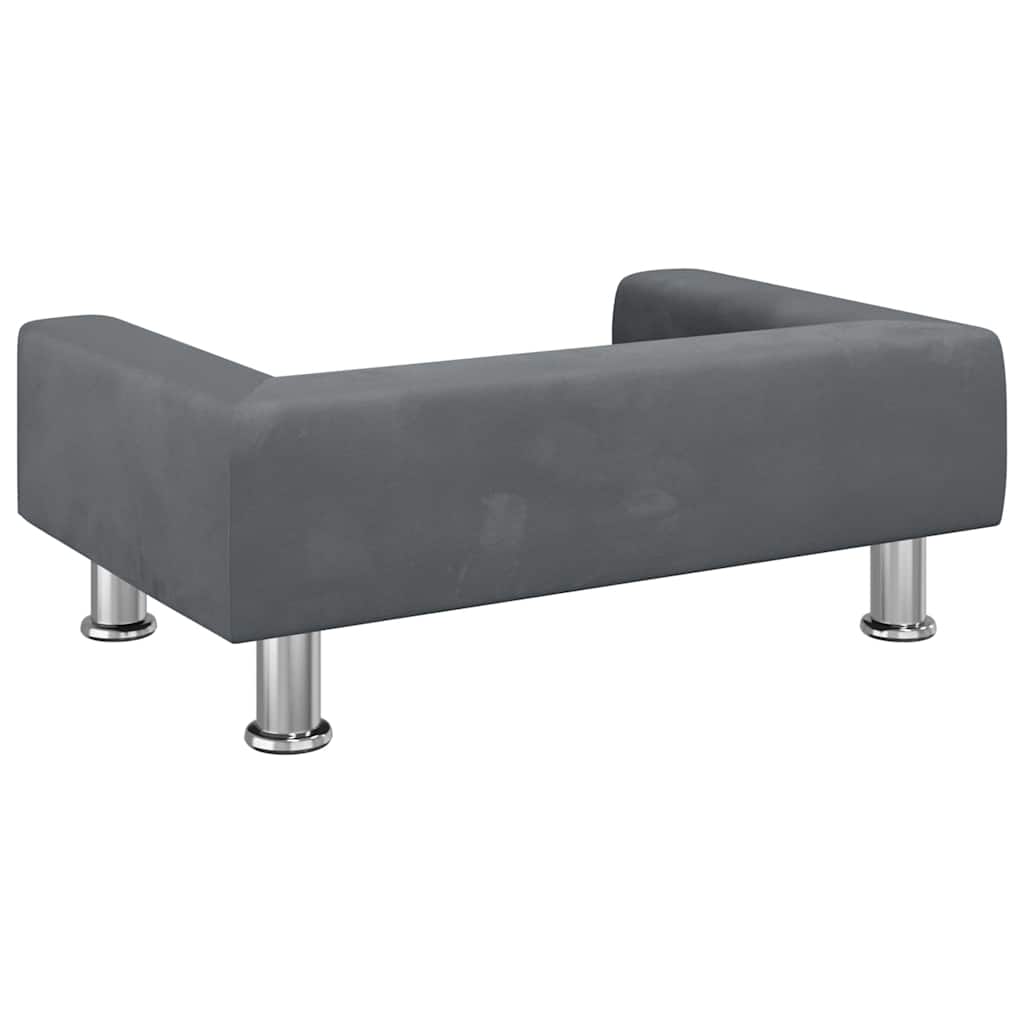 vidaXL Κρεβάτι Σκύλου Σκούρο Γκρι 70 x 45 x 26,5 εκ. Βελούδινο