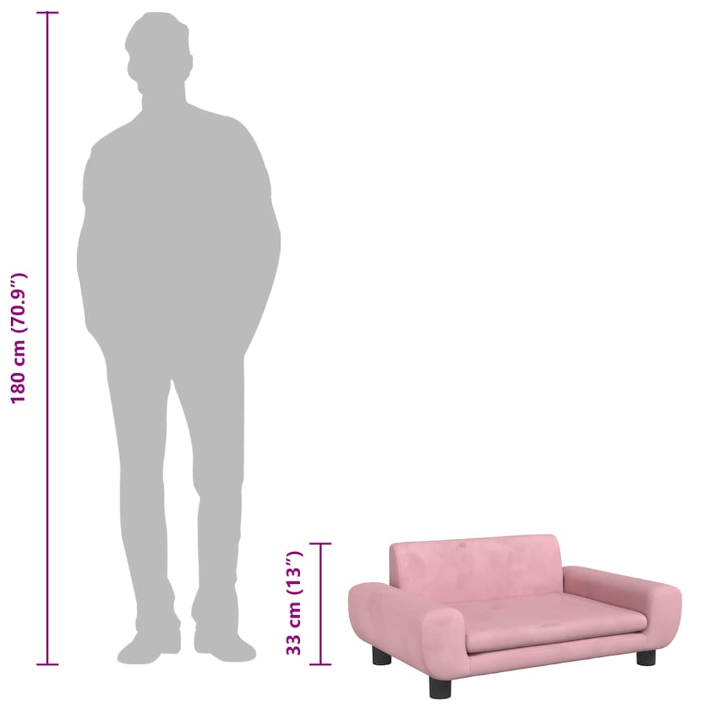 vidaXL Κρεβάτι Σκύλου Ροζ 70 x 45 x 33 εκ. Βελούδινο