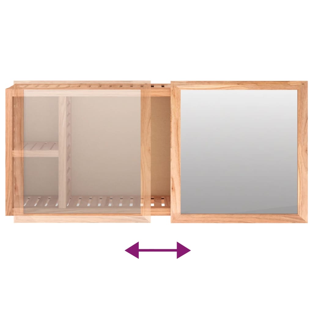 vidaXL Ντουλάπι με Καθρέφτη 80 x 17 x 34 εκ. από Μασίφ Ξύλο Καρυδιάς