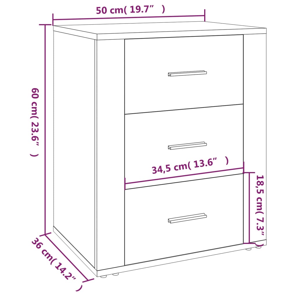 vidaXL Κομοδίνο Γκρι Sonoma 50x36x60 εκ. από Επεξεργασμένο Ξύλο