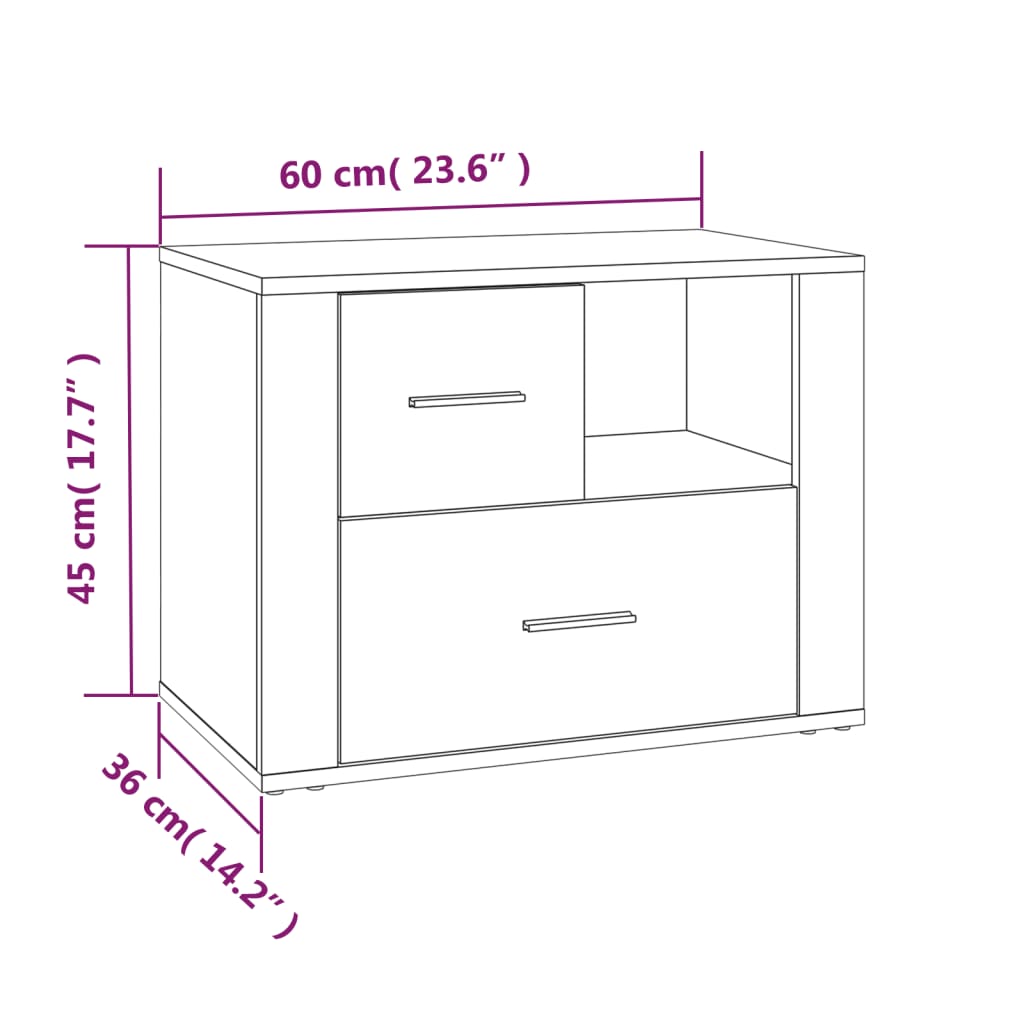 vidaXL Κομοδίνο Γκρι Sonoma 60x36x45 εκ. από Επεξεργασμένο Ξύλο