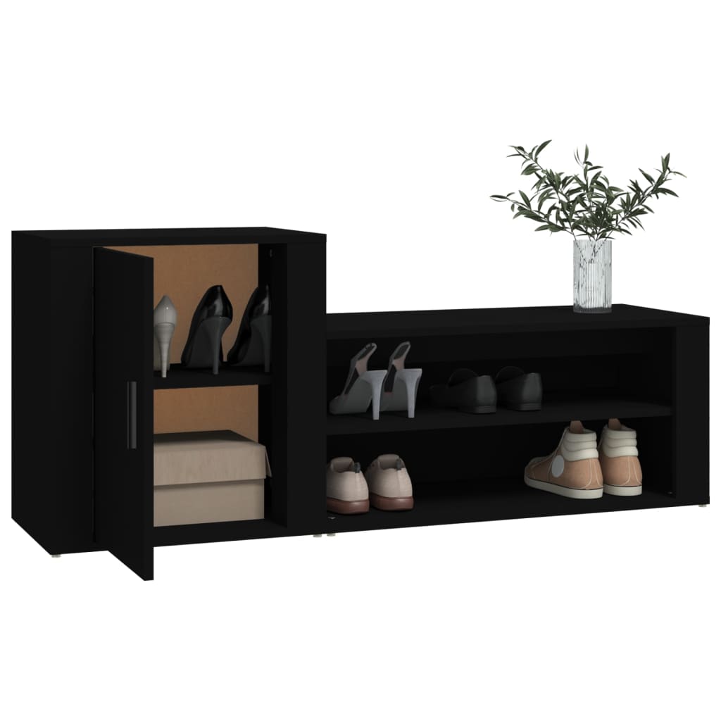vidaXL Παπουτσοθήκη Μαύρη 130 x 35 x 54 εκ. από Επεξεργασμένο Ξύλο